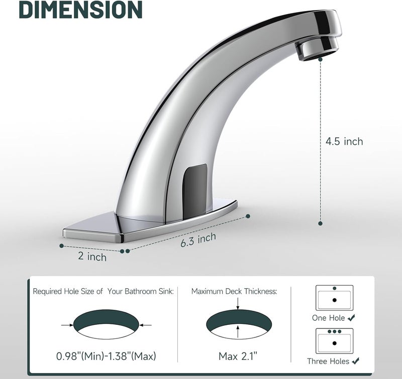 Green Spring Touchless Bathroom Sink Faucet Commercial Hands Free Automatic Sensor Faucet by AC/DC Powered with Control Box and Temperature Mixer, Chrome - Image 2